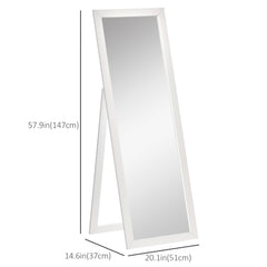 58" x 20" Full Length Mirror with Frame, Floor Standing Mirror, Rectangular Full Body Mirror for Bedroom, Living Room, Brown