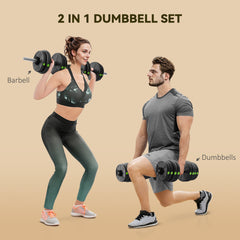 33LBS 2-in-1 Adjustable Barbell & Dumbbells Set, Weights Set with Non-slip Handles for Men and Women Home Gym Training