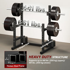 Adjustable Squat Rack, 660 lbs Multi-Function Barbell Rack for Weight Lifting and Home Gym Strength Training, Black