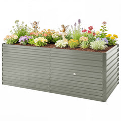 5' x 3' x 2' Raised Garden Bed, Galvanized Planter Box for Growing Flowers, Herbs and Vegetables, Black