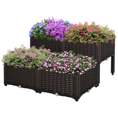 1 Piece Raised Garden Bed PP Raised Flower Bed Vegetable Herb Grow Box Stand Brown