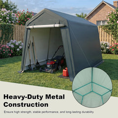 8.3 x 14 Feet Outdoor Storage Shed with Roll-Up Zipper Door-Green