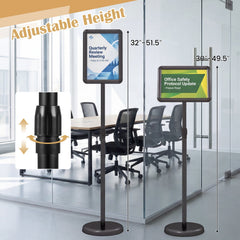8.5 x 11Inch Sign Holder Stand with Snap-Open Frame and 360° Rotation-Black
