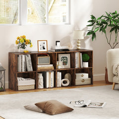 8-Cube Bookcase Bookshelf with 2 Anti-Tipping Kits Storage Organizer-Rustic Brown