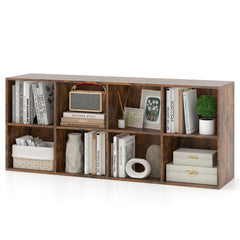 8-Cube Bookcase Bookshelf with 2 Anti-Tipping Kits Storage Organizer-Rustic Brown