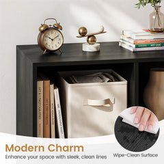 8-Cube Bookcase with Raised Support Legs for Living Room-Black