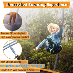 8 Feet ASTM Approved Recreational Trampoline with Ladder-Orange