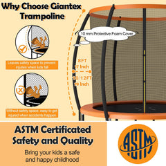 8 Feet ASTM Approved Recreational Trampoline with Ladder-Orange