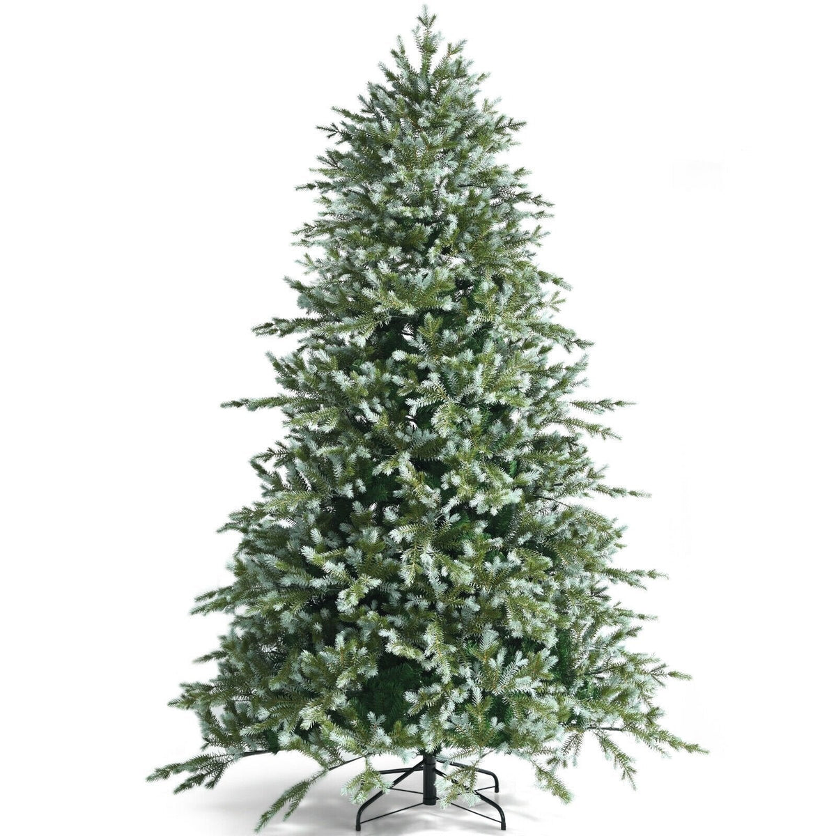 8 FT Hinged Artificial Spruce Christmas Tree with 1658 Mixed PE and PVC Tips, 5 FT Wide, Unlit