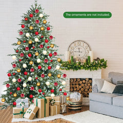8 FT Hinged Artificial Spruce Christmas Tree with 1658 Mixed PE and PVC Tips, 5 FT Wide, Unlit