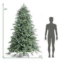 8 FT Hinged Artificial Spruce Christmas Tree with 1658 Mixed PE and PVC Tips, 5 FT Wide, Unlit