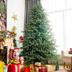 8 FT Hinged Artificial Spruce Christmas Tree with 1658 Mixed PE and PVC Tips, 5 FT Wide, Unlit
