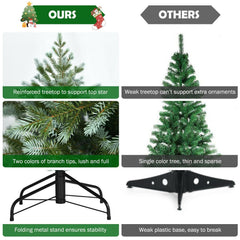 8 FT Hinged Artificial Spruce Christmas Tree with 1658 Mixed PE and PVC Tips, 5 FT Wide, Unlit