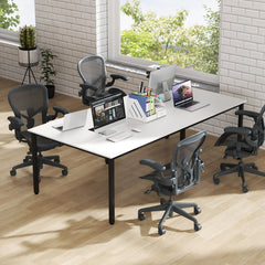 8 Feet Conference Room Table Large Meeting Table Seats up to 10 People-White
