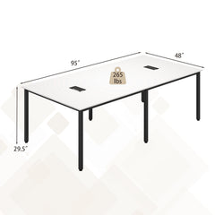 8 Feet Conference Room Table Large Meeting Table Seats up to 10 People-White