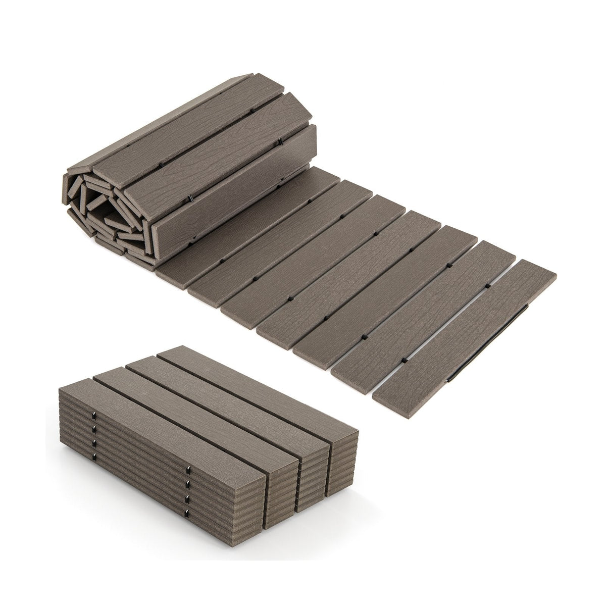 8 Ft Outdoor Garden Pathway Patio Roll Out Straight Walkways with Metal Wire Connection-S
