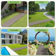8 Ft Outdoor Garden Pathway Patio Roll Out Straight Walkways with Metal Wire Connection-S
