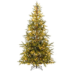 8 FT Pre-Lit Artificial Christmas Tree with 890 Tips, 400 Warm White and Multicolour LEDs, 11 Modes