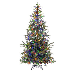8 FT Pre-Lit Artificial Christmas Tree with 890 Tips, 400 Warm White and Multicolour LEDs, 11 Modes