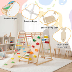 8-in-1 Foldable Indoor Jungle Gym for Kids with Swing and Monkey Bars-Colorful