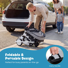 8-in-1 Folding Kids Tricycle with Removable Canopy and Push Handle-Gray