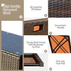 8 Piece Wicker Patio Set with Storage Box, Ottomans and Two Cushion Cover Sets