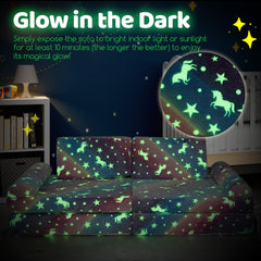 8 Pieces Modular Kids Play Couch Glow in the Dark Toddler Sectional Sofa-Multicolor