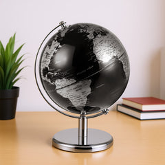 8 inches World Globe Modern Decorative Tabletop Earth Globe-Silver