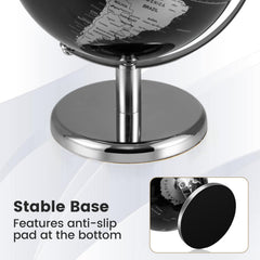 8 inches World Globe Modern Decorative Tabletop Earth Globe-Silver