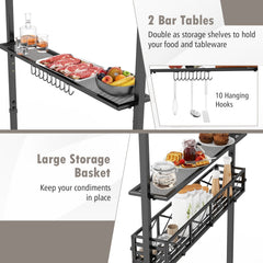 8 x 5 Feet Outdoor Grill Gazebo with 2 Side Shelves and 10 Hooks-Beige