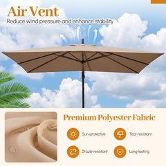 8 x 8 FT Offset Cantilever Patio Umbrella Square Hanging Outdoor Market Umbrella with 360° Rotation-Rustic Brown