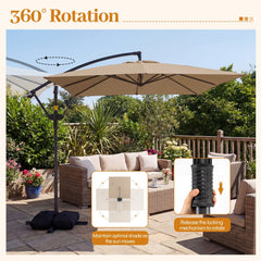 8 x 8 FT Offset Cantilever Patio Umbrella Square Hanging Outdoor Market Umbrella with 360° Rotation-Rustic Brown