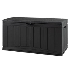 300 L Outdoor Deck Box with Lockable Lid for Garden Tools Cushions-Black