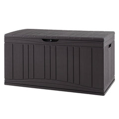 300 L Outdoor Deck Box with Lockable Lid for Garden Tools Cushions-Brown