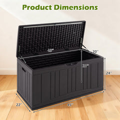 300 L Outdoor Deck Box with Lockable Lid for Garden Tools Cushions-Brown