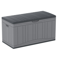 300 L Outdoor Deck Box with Lockable Lid for Garden Tools Cushions-Dark Gray