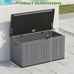 300 L Outdoor Deck Box with Lockable Lid for Garden Tools Cushions-Dark Gray