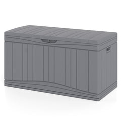 300 L Outdoor Deck Box with Lockable Lid for Garden Tools Cushions-Gray color