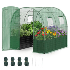 80 x 79 x 79 Inches Walk-in Greenhouse with Large Plant Bed-Green