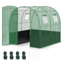 80 x 79 x 79 Inches Walk-in Greenhouse with Large Plant Bed-Green