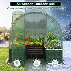 80 x 79 x 79 Inches Walk-in Greenhouse with Large Plant Bed-Green