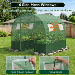 80 x 79 x 79 Inches Walk-in Greenhouse with Large Plant Bed-Green
