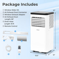 8000 BTU Portable Air Conditioner, 3 in 1 Floor AC Unit, 51 dB, 350 sq ft