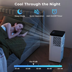 8000 BTU Portable Air Conditioner, 3 in 1 Floor AC Unit, 51 dB, 350 sq ft