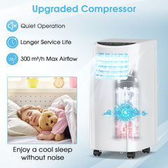 8000 BTU Portable Air Conditioner with Dehumidifier Function and Sleep Mode, 230 sq ft