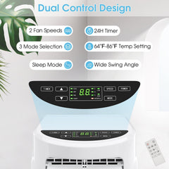 8000 BTU Portable Air Conditioner with Dehumidifier Function and Sleep Mode, 230 sq ft