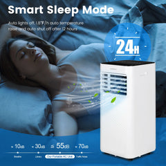 8000 BTU Portable Air Conditioner with Remote Control and Sleep Mode, Black, 250 sq ft