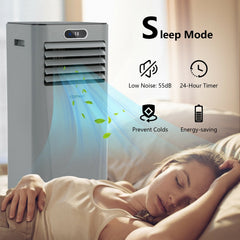 8000 BTU 3-in-1 Portable Air Conditioner with Remote Control, Gray, Cools 230 sq ft