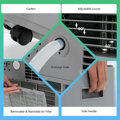 8000 BTU 3-in-1 Portable Air Conditioner with Remote Control, Gray, Cools 230 sq ft