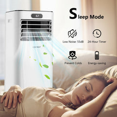8000 BTU 3-in-1 Portable Air Conditioner with Remote Control, White, Cools 230 sq ft
